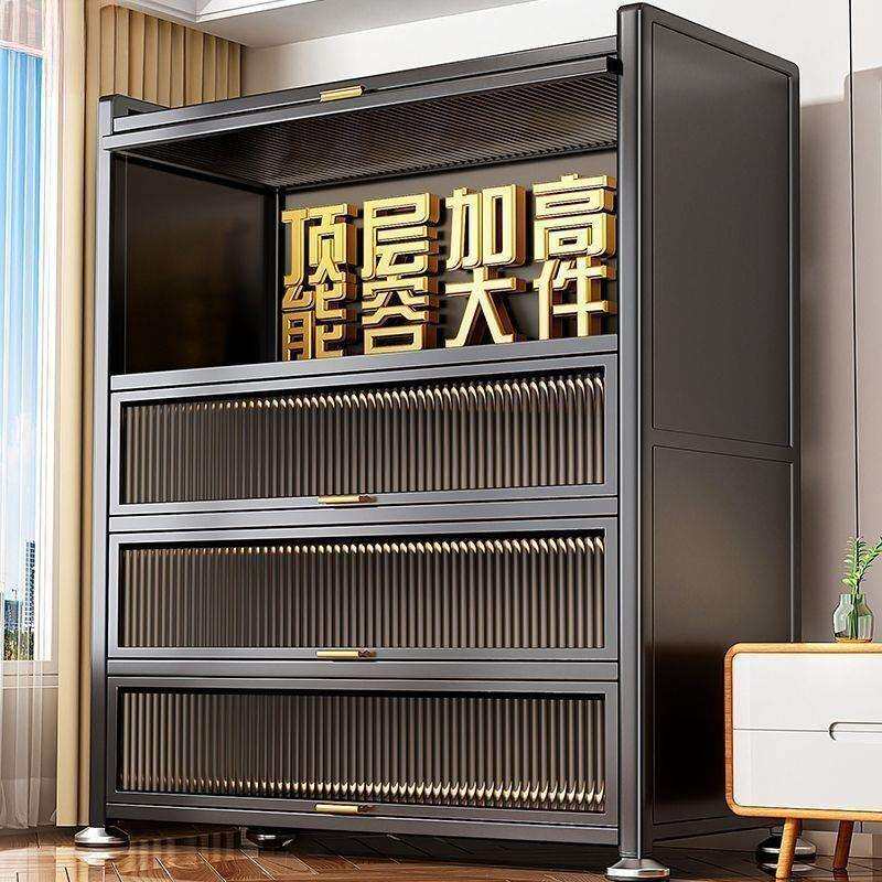 新款家用厨房厨柜储物柜落地多层可移动碗柜带轮厨房橱柜置物架子