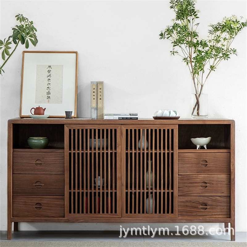 老榆木客厅餐边柜玄关抽屉柜榆木家具储物柜新中式长方形置物柜子