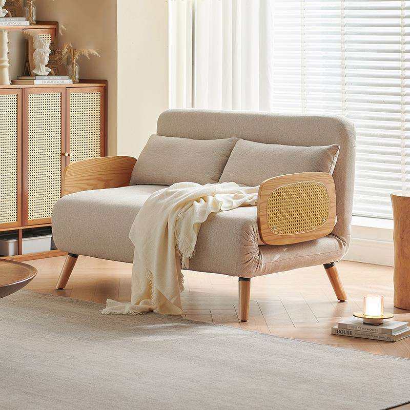 桐语特小户型客厅现代简约可折叠可睡可躺多功能原木风藤编沙发床,3C数码配件,USB灯,淘宝优惠券,粉丝福利购,淘宝优惠卷