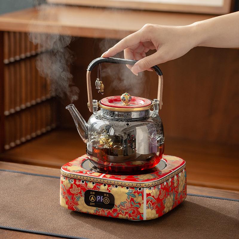 高档触摸陶瓷电陶炉白茶普洱煮茶器玻璃壶铜壶铁壶通用烧水煮茶炉
