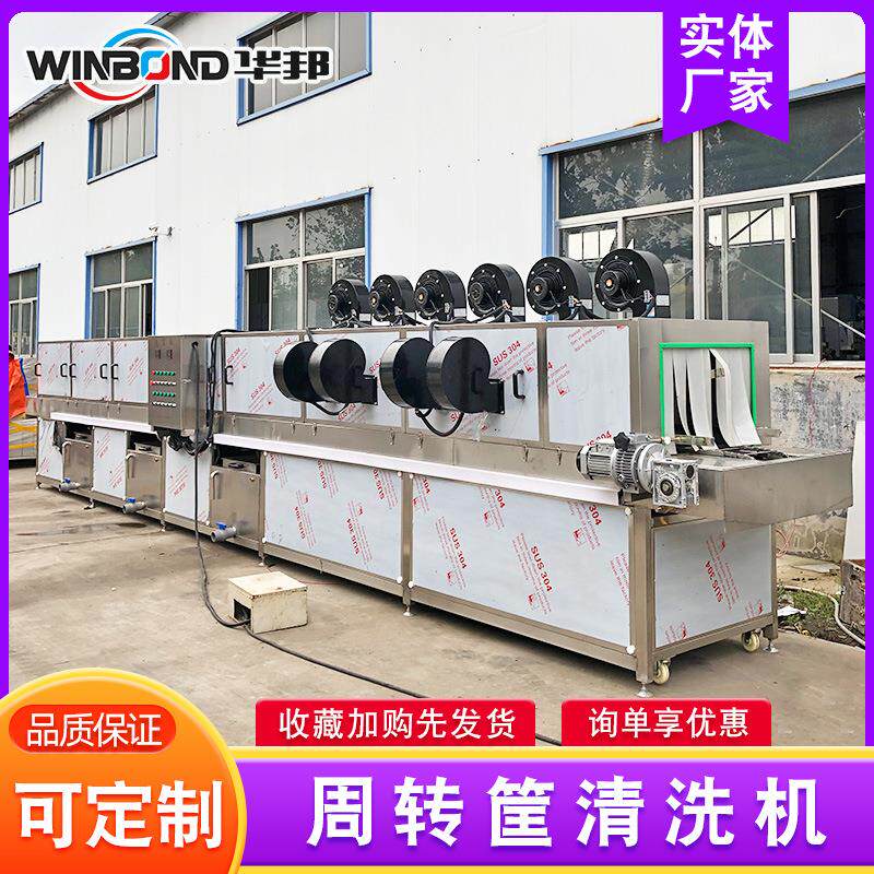 食周品周转清箱清机 塑料筐HB-6000洗洗线 厂家供应 不锈钢转筐清