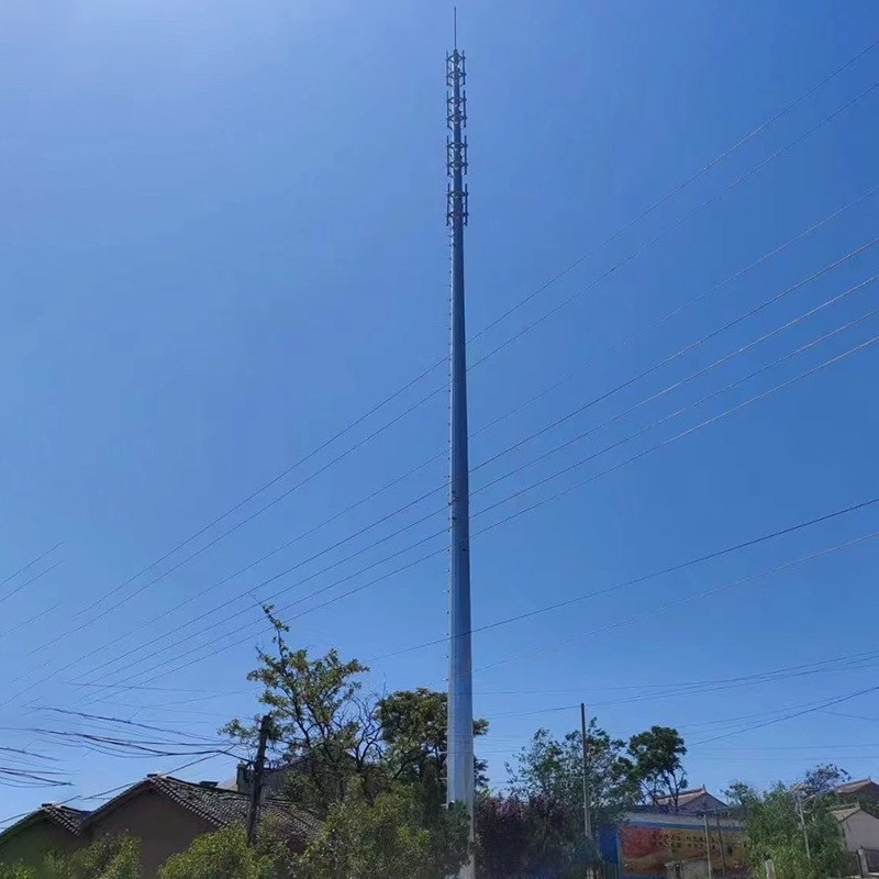 钢结构单管塔通讯塔 单管灯塔30米单管塔照明灯塔景观投光单管塔