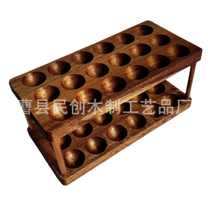实木鸡蛋托家用厨房置物架鸡蛋收纳架双层置物架厨房桌面鸡蛋托