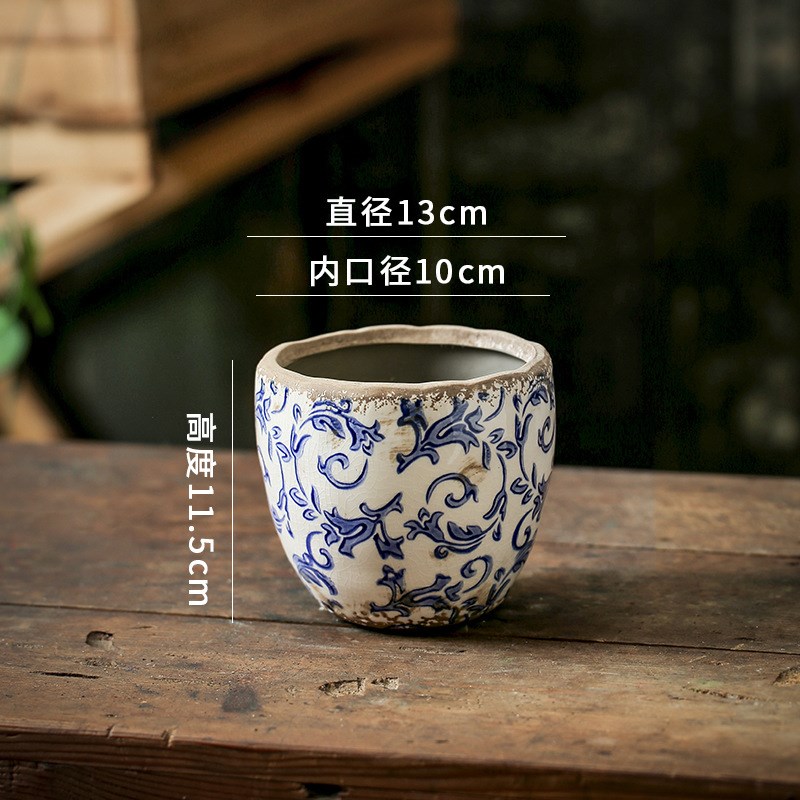 复古陶瓷蝴蝶兰花花盆家用户外庭院创意新中式仿青花瓷大小大娜幽