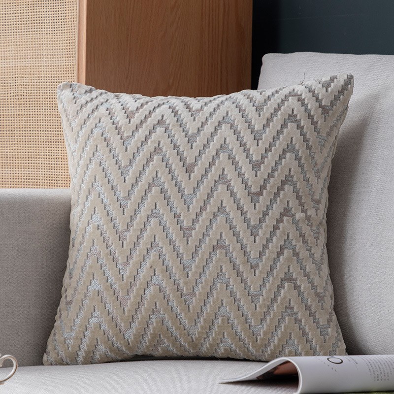 割绒波浪纹抱枕套办公室卧室床头午睡枕套客厅沙发汽车靠枕靠垫