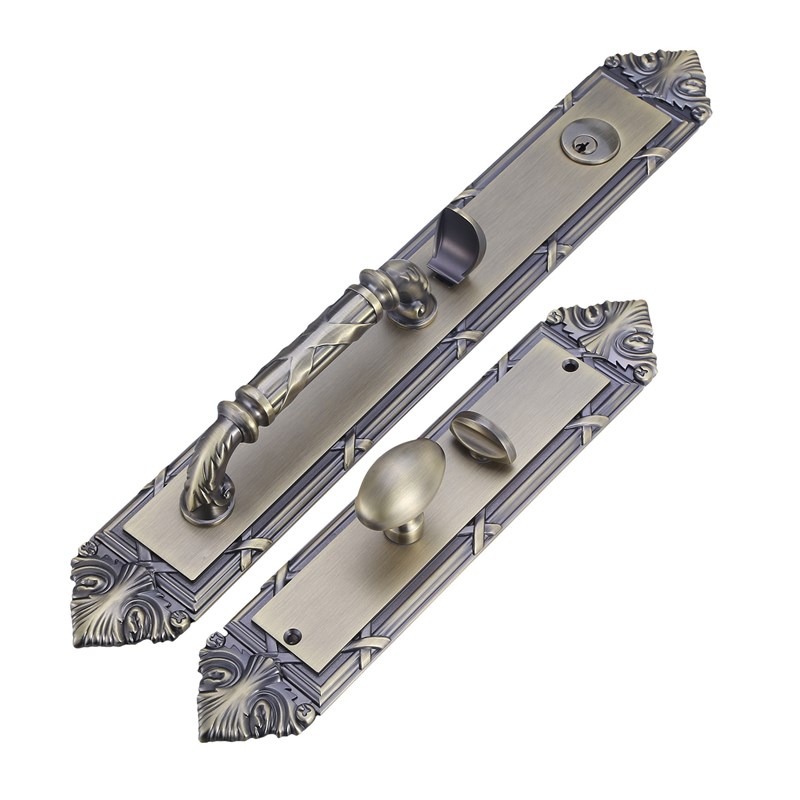 锌合金欧式别墅大门锁门把手木门仿古铜双开门全铜锁芯