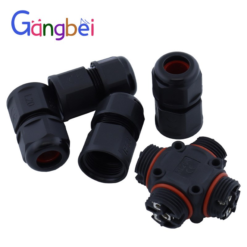 20mm四通十字对接防水连接器航空插头插座螺丝接线XL20-2芯3芯20A