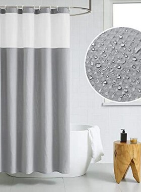 货源 华夫格浴帘带可拆内帘防水浴室帘加厚72x72 inch 230gsm