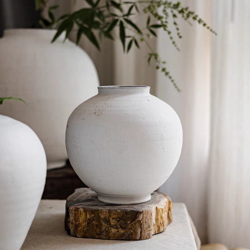 中式复古陶瓷花瓶摆件客厅装饰落地插花花器做旧大粗陶罐花盆其他