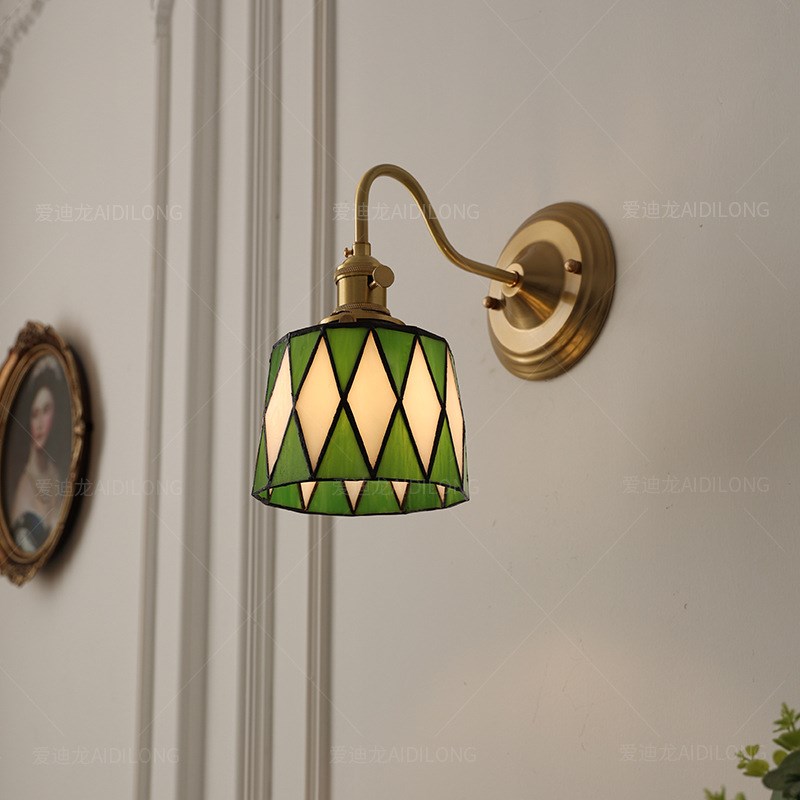 欧式地中海彩色玻璃日式复古壁灯阳台走廊过道酒吧客厅背景墙灯