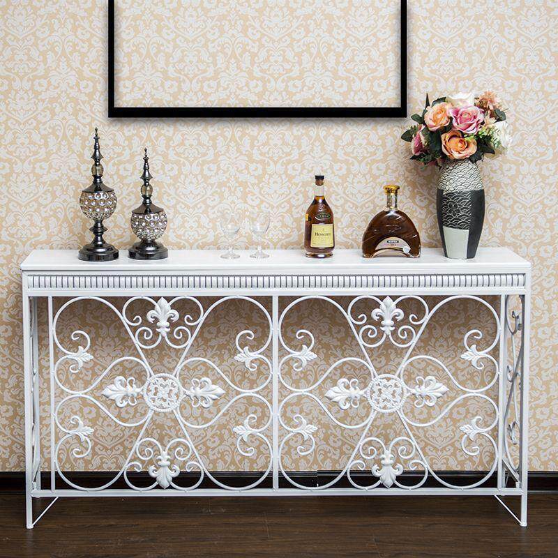 欧式进门入户客厅玄关桌美式案台墙边柜铁艺暖气片装饰架遮挡罩