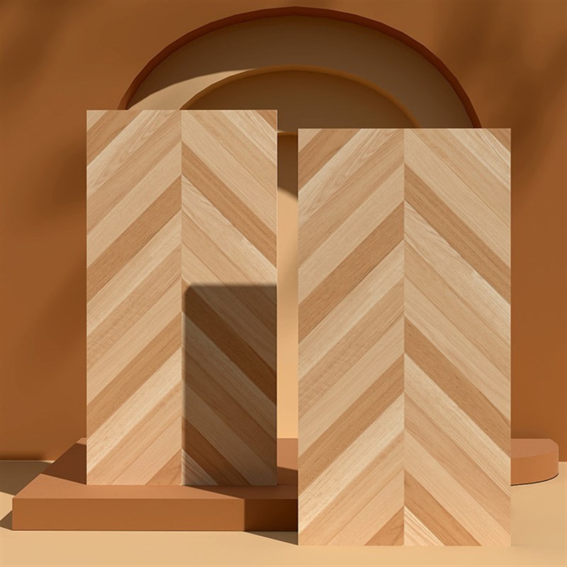 600x1200复古仿实木地板 全瓷鱼骨木纹砖 法式简约客厅厨房地板砖