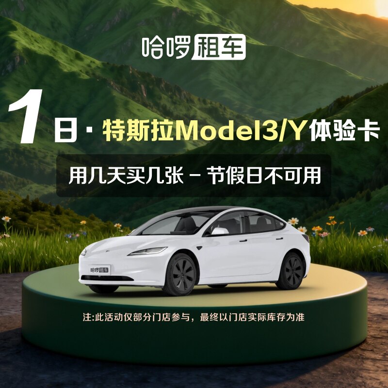 1日特斯拉model3/Y车型出行充值