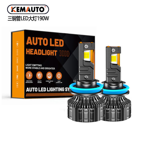 热销190W三铜管汽车LED大灯H4H7H11900590129006LED灯泡高亮车灯