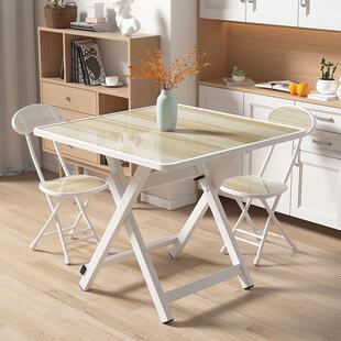 折叠桌餐桌家用简易吃饭桌户外便携摆摊折叠桌椅租房新款包边方桌
