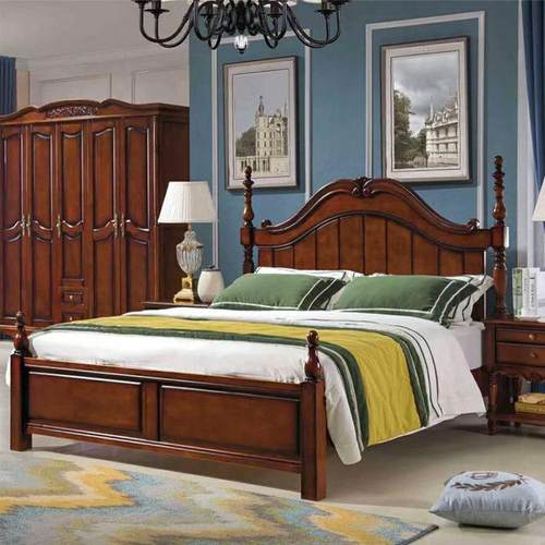 美式实木床主卧双人床带靠背高箱储物大床1.8米现代简约轻奢婚床