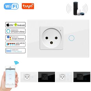外贸118WIFI智能涂鸦欧式以色列APP语音定时远程控制墙壁触摸开关