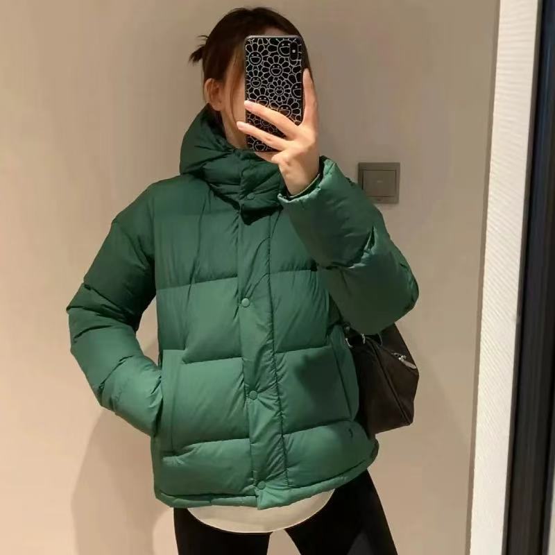 lulu羽绒服五格绿色鹅绒露露Wunder Puff保暖连帽羽绒外套女