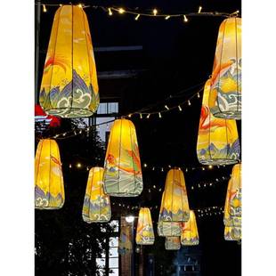 户外防水天幕灯笼凤凰花灯大唐不夜城文旅灯笼景区亮化装饰灯笼墙