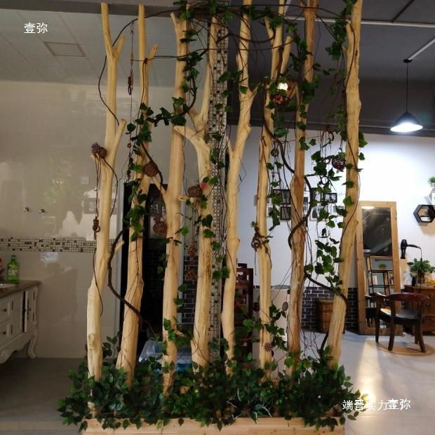 干树枝装饰枯木隔断干客厅玄关隔断干枝吊灯壁挂干树杈白树枝
