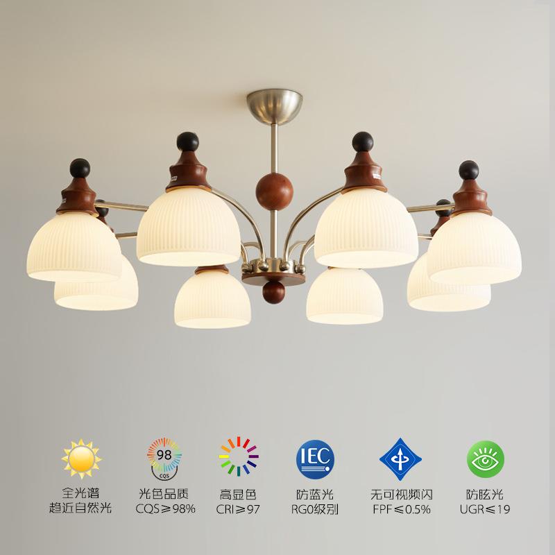 法式中古风客厅吊灯2024年新款新中式布艺吊灯高级美式复古设计师