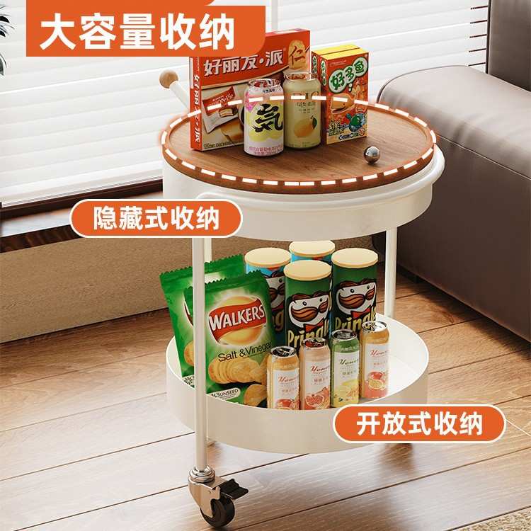 中古小推车置物架客厅边几可移动小茶几沙发边桌KTV推车铁艺双层