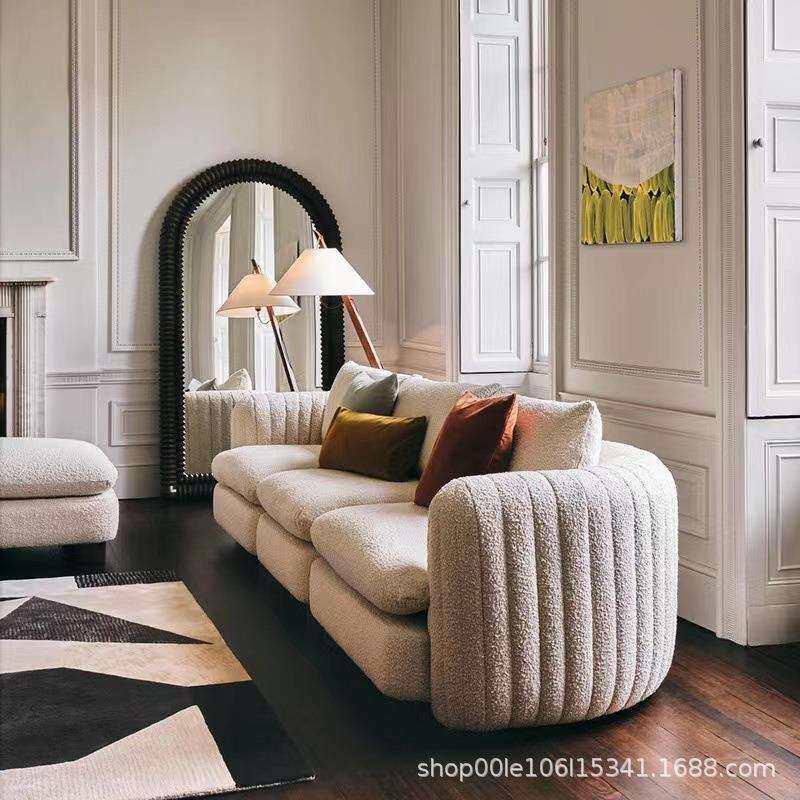 法式奶油风复古中古现代简约轻奢北欧客厅酒店售楼处组合布艺沙发