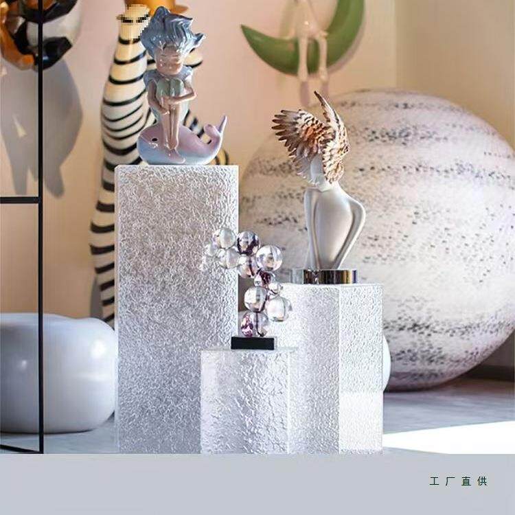 亚克力底座透明石头纹盒子陈列地台展厅艺术品摆件摆台商场展示台