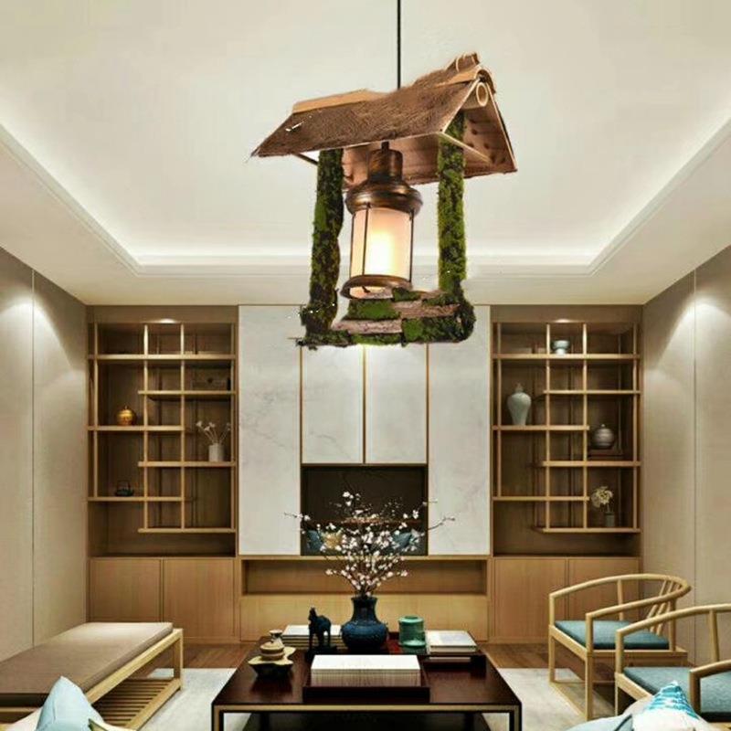 新中式禅意茶室茶楼民宿客栈竹编吊灯工程景区竹艺藤艺蔑编织吊灯