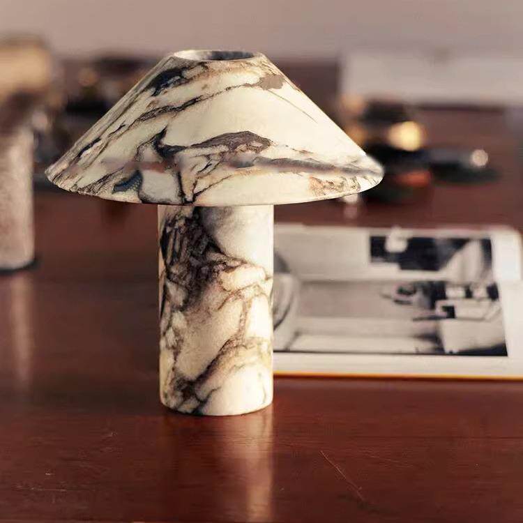 中古诧寂风天然大理石台灯设计师样板间软装客厅卧室书房桌面台灯