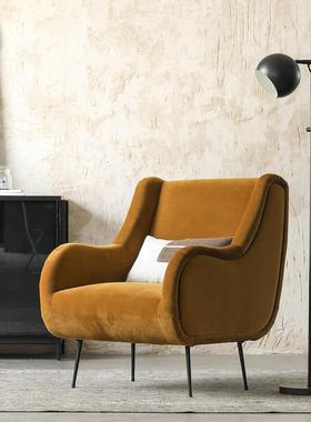 北欧Vasa天鹅绒布艺沙发椅简约轻奢单人扶手椅休闲椅网红单人沙发