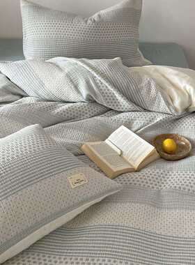 少女日韩式全棉三层皱皱纱四件套温柔小清新现代风简约床上用品