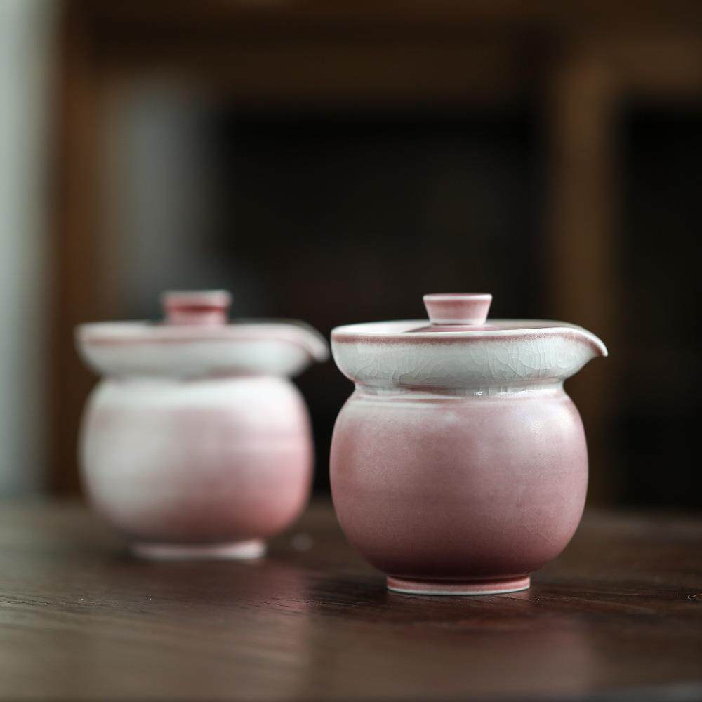 粉色少女手抓宝瓶泡菜坛子开片茶具陶瓷手工手抓壶二才溪红茶壶