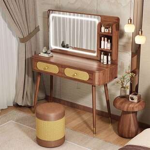中古风梳妆台卧室化妆台2024新款主卧室次小型化妆桌镜子一体
