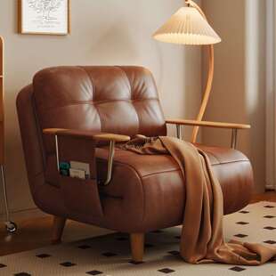 床沙发一体两用奶油风2025新款客厅书房坐卧单人小户型实木可折叠