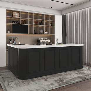 SJN复古咖啡店吧台酒水吧一体作台花店水果收银台公司休闲吧台