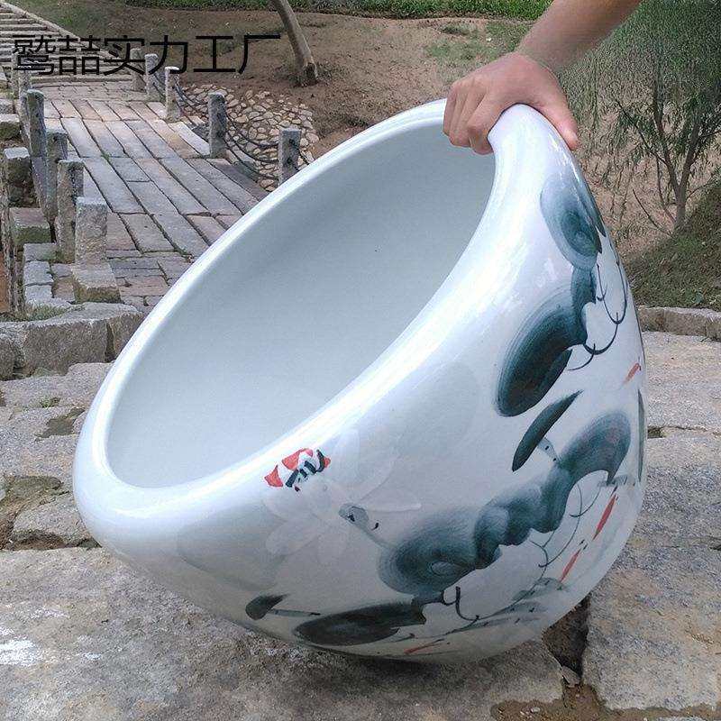 景德镇陶瓷鱼缸大号荷花缸睡莲碗莲花盆水族特大瓷缸庭院风水瓷缸
