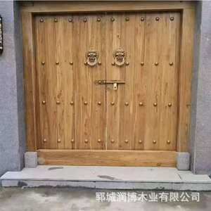 仿古大门 中式实木门 别墅进户大门 榆木平开门 中式四合院大红门