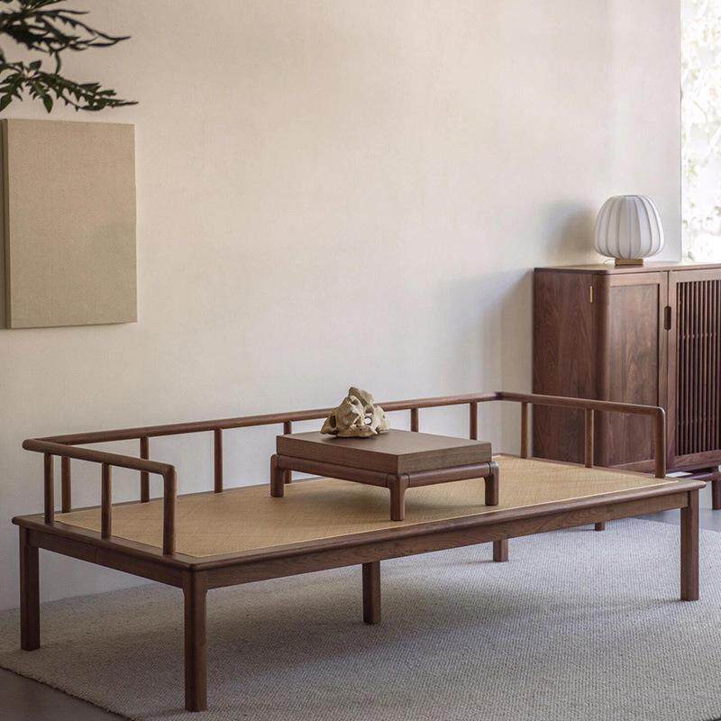 源头工厂价TXP2新中式沙发床禅意黑胡桃木罗汉床现代简约客贵妃床