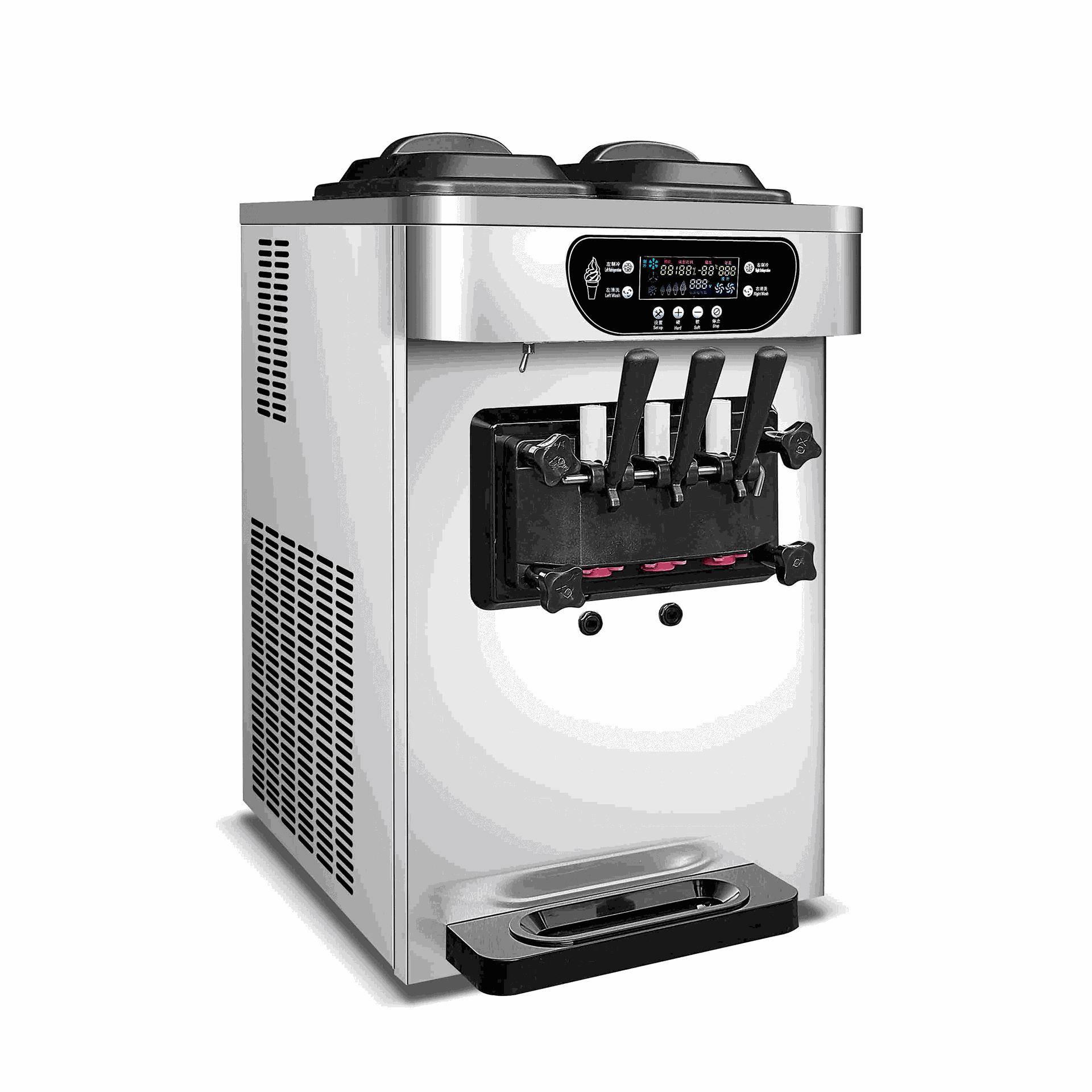 商用冰淇淋机台式圣代机全自动网红软冰激凌机三色甜筒