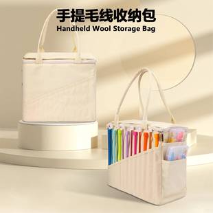 厂货新款帆布毛线棒针收纳包便携手提式家用大容量编织工具收纳袋
