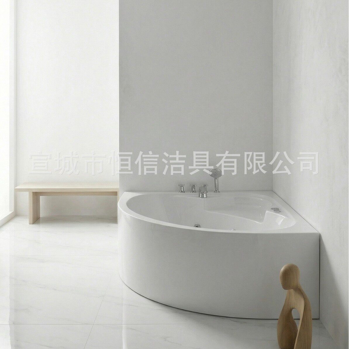 三角浴缸墙角亚克力无缝裙边家用泡澡转角浴缸小户型1.1-1.5米