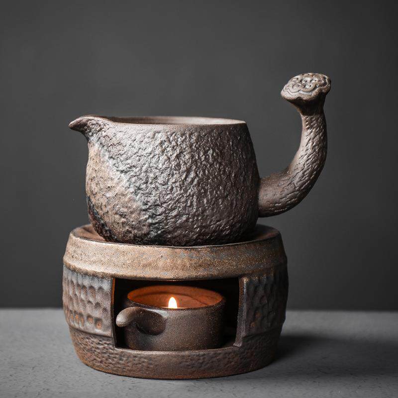 粗陶蜡烛温茶炉暖茶器底座酒精灯公道杯茶海茶壶加热茶具配件