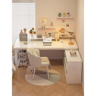 转角书桌学生家用写字桌拐角办公桌l型书桌书架一体桌卧室电脑桌