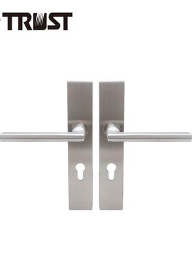 华信TP01S-S72EUTH032SS不锈钢方角面板配不锈钢空心拉手卧室门锁