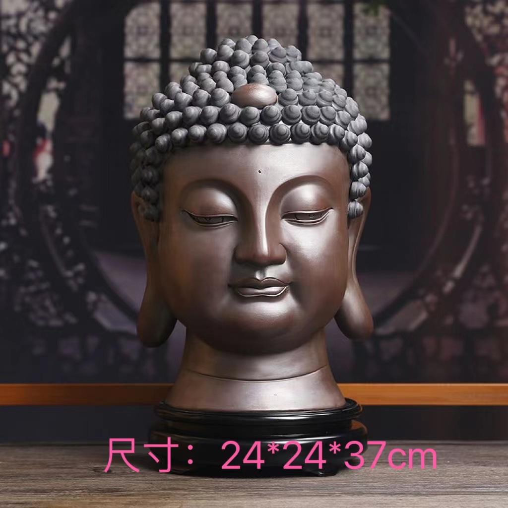 佛首大摆件紫砂茶宠摆件精品大摆件家居茶室茶空间摆件复古精致火