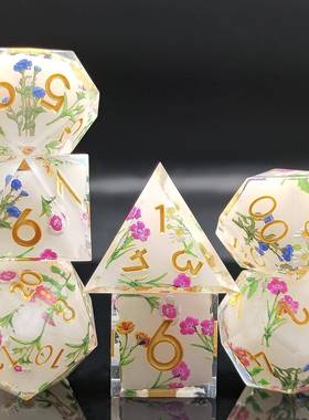 树脂骰子套装锋利的骰中骰色子DND龙与地下城角色扮演TRPG多面体6