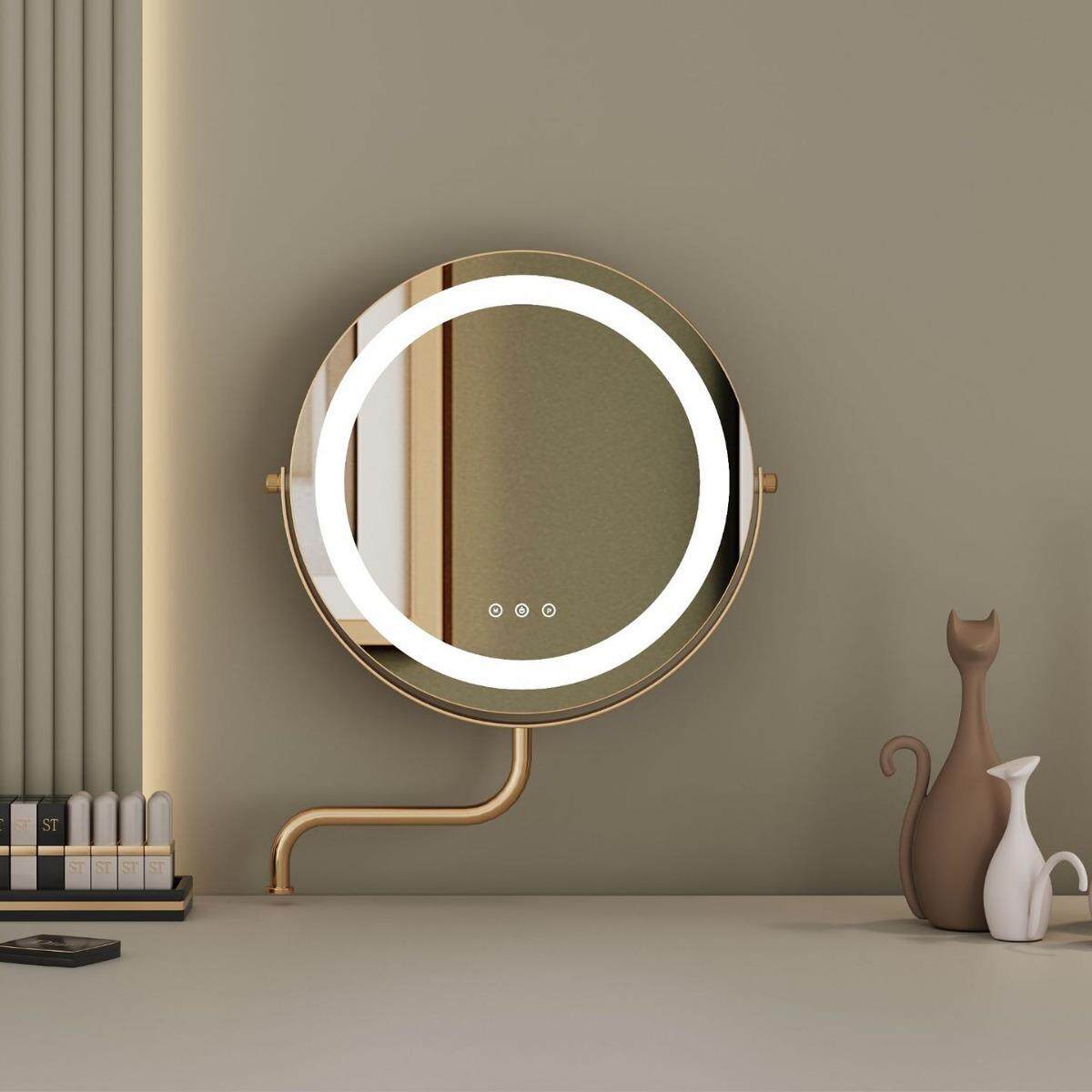 2024新款LED智能触摸伸缩折叠摇臂化妆镜led化妆镜梳妆台化妆镜