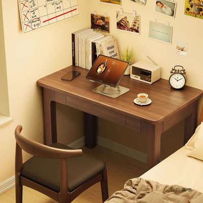 实木窄书桌小户型40/45cm宽电脑桌卧室床边梳妆台家用学生写字桌