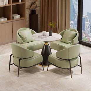 高端商务洽谈桌椅组合酒店办公室会客接待茶几圆桌单人皮艺沙发椅